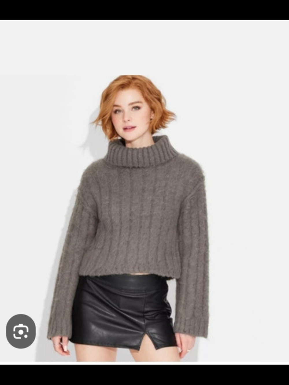 wild fable Chunky Ribbed Turtleneck Sweater - Gray